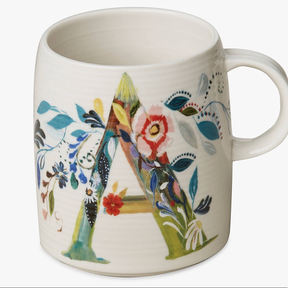 NEW Anthropologie Petal Palette Monogram Mug - A
